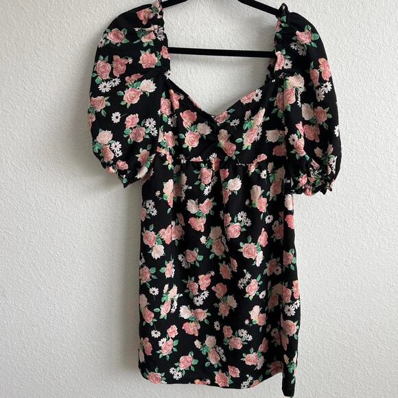 Mini black pink floral dress - Picture 2 of 4